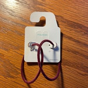 Suede hoop pierced earrings